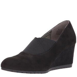 Bandolino Zomper Black Vegan Suede Wedge Women's Size 8.5